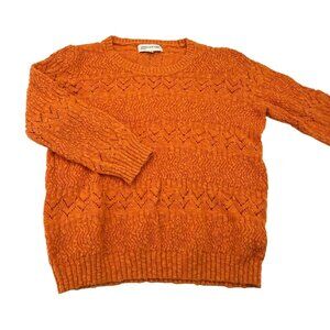 Jones New York Sport Women's Orange Textured‎ Knit Sweater Large 3/4 Sleeves